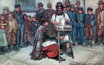 Straatpottenbakker aan het werk door English School